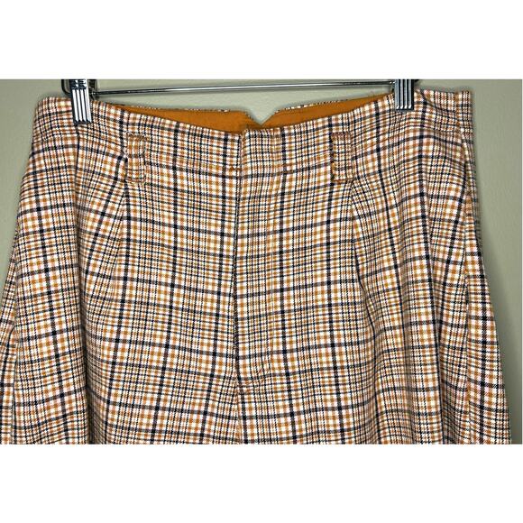 Free People Turning Point Barrel Leg Trousers Pants Neutral Combo Plaid Size 4 - Picture 4 of 14